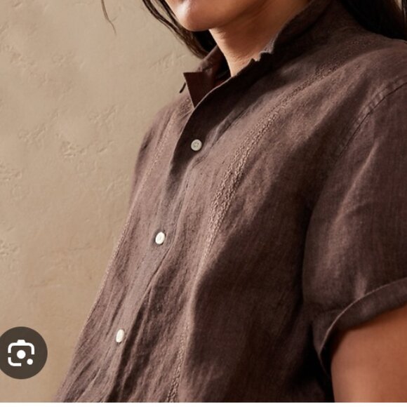 Banana Republic Men's 100% Linen Resort Button Down Shirt -Dark Brown Medium $80 - Picture 1 of 10